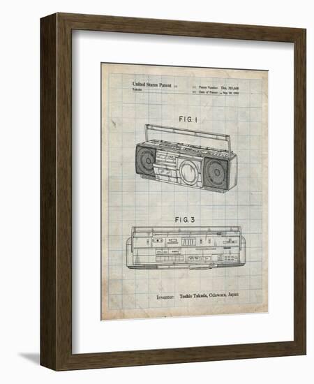 PP752-Antique Grid Parchment Boom Box Patent Poster-Cole Borders-Framed Giclee Print
