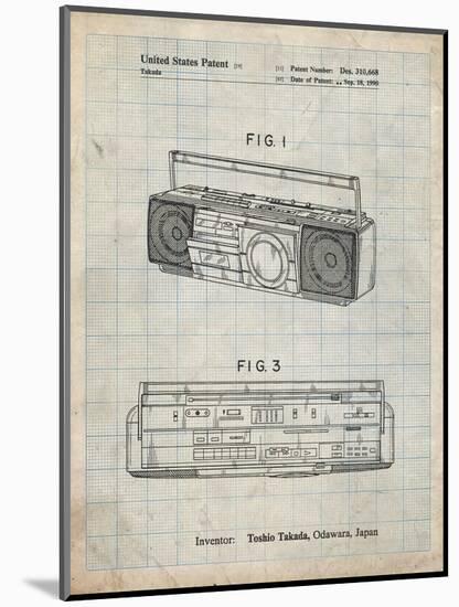 PP752-Antique Grid Parchment Boom Box Patent Poster-Cole Borders-Mounted Giclee Print