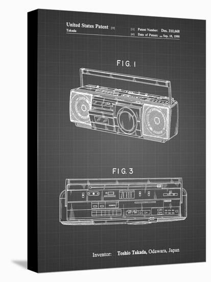 PP752-Black Grid Boom Box Patent Poster-Cole Borders-Stretched Canvas