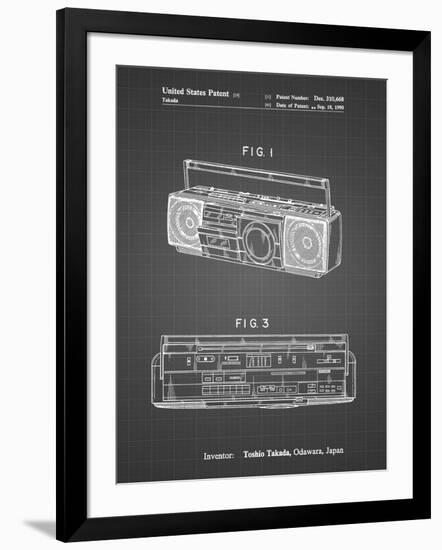 PP752-Black Grid Boom Box Patent Poster-Cole Borders-Framed Giclee Print