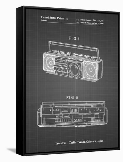 PP752-Black Grid Boom Box Patent Poster-Cole Borders-Framed Stretched Canvas