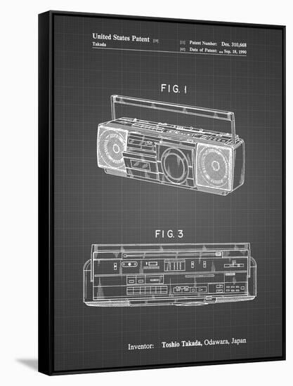 PP752-Black Grid Boom Box Patent Poster-Cole Borders-Framed Stretched Canvas