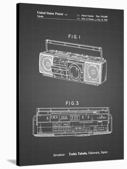 PP752-Black Grid Boom Box Patent Poster-Cole Borders-Stretched Canvas