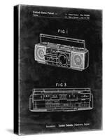 PP752-Black Grunge Boom Box Patent Poster-Cole Borders-Stretched Canvas