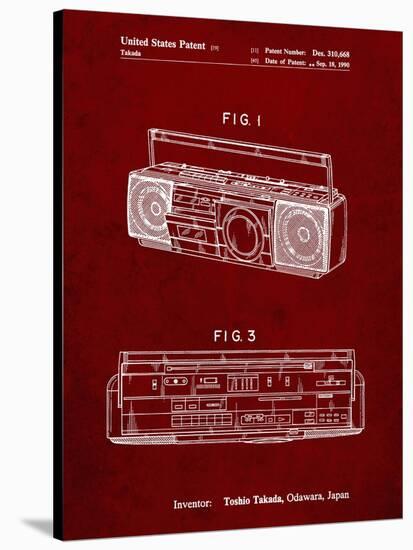 PP752-Burgundy Boom Box Patent Poster-Cole Borders-Stretched Canvas