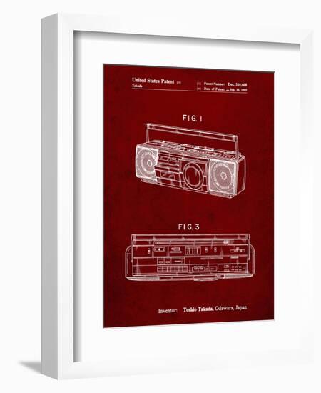 PP752-Burgundy Boom Box Patent Poster-Cole Borders-Framed Giclee Print