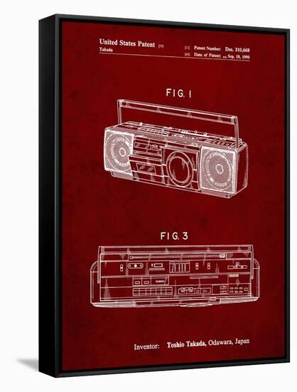 PP752-Burgundy Boom Box Patent Poster-Cole Borders-Framed Stretched Canvas