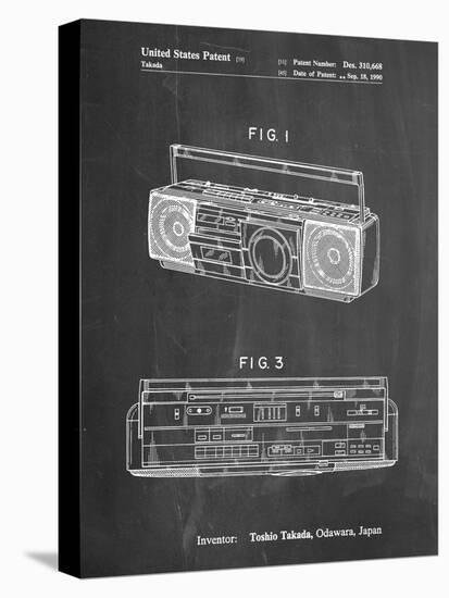 PP752-Chalkboard Boom Box Patent Poster-Cole Borders-Stretched Canvas