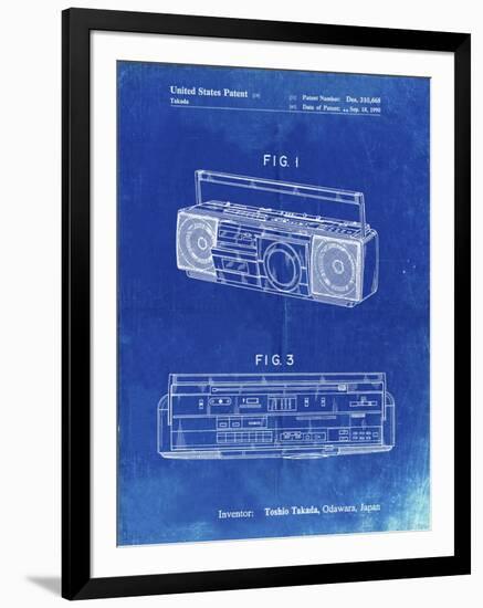 PP752-Faded Blueprint Boom Box Patent Poster-Cole Borders-Framed Giclee Print