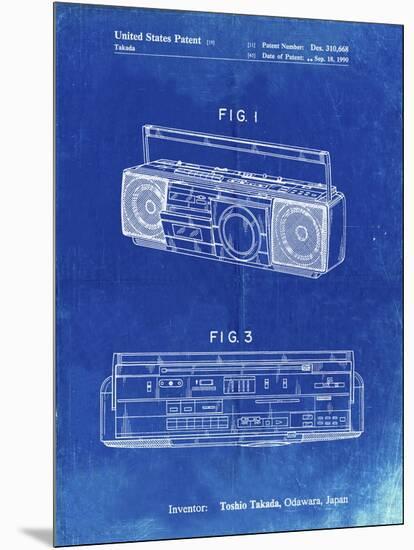 PP752-Faded Blueprint Boom Box Patent Poster-Cole Borders-Mounted Giclee Print