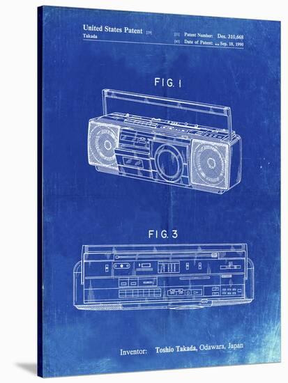 PP752-Faded Blueprint Boom Box Patent Poster-Cole Borders-Stretched Canvas