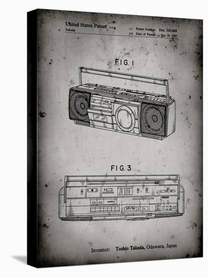 PP752-Faded Grey Boom Box Patent Poster-Cole Borders-Stretched Canvas