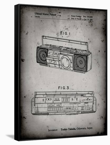 PP752-Faded Grey Boom Box Patent Poster-Cole Borders-Framed Stretched Canvas
