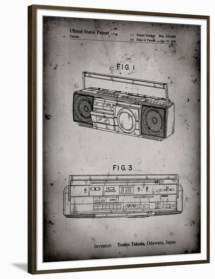 PP752-Faded Grey Boom Box Patent Poster-Cole Borders-Framed Premium Giclee Print