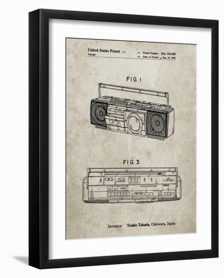 PP752-Sandstone Boom Box Patent Poster-Cole Borders-Framed Giclee Print