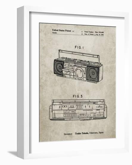 PP752-Sandstone Boom Box Patent Poster-Cole Borders-Framed Giclee Print