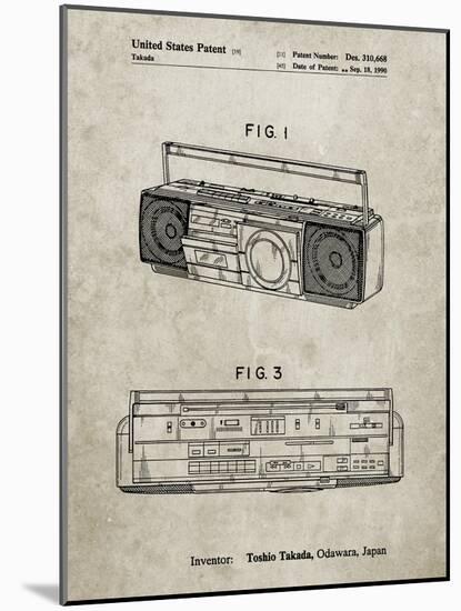 PP752-Sandstone Boom Box Patent Poster-Cole Borders-Mounted Giclee Print