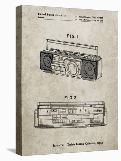 PP752-Sandstone Boom Box Patent Poster-Cole Borders-Stretched Canvas