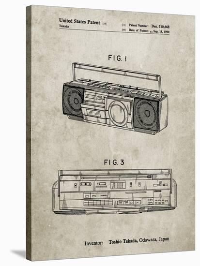 PP752-Sandstone Boom Box Patent Poster-Cole Borders-Stretched Canvas