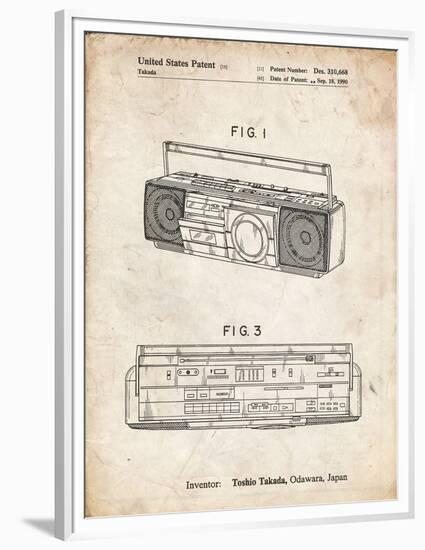 PP752-Vintage Parchment Boom Box Patent Poster-Cole Borders-Framed Premium Giclee Print