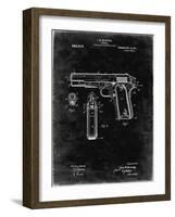 PP76-Black Grunge Colt 1911 Semi-Automatic Pistol Patent Poster-Cole Borders-Framed Giclee Print