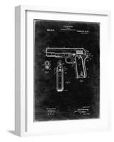 PP76-Black Grunge Colt 1911 Semi-Automatic Pistol Patent Poster-Cole Borders-Framed Giclee Print