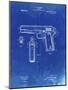 PP76-Faded Blueprint Colt 1911 Semi-Automatic Pistol Patent Poster-Cole Borders-Mounted Giclee Print