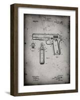 PP76-Faded Grey Colt 1911 Semi-Automatic Pistol Patent Poster-Cole Borders-Framed Giclee Print