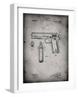 PP76-Faded Grey Colt 1911 Semi-Automatic Pistol Patent Poster-Cole Borders-Framed Giclee Print