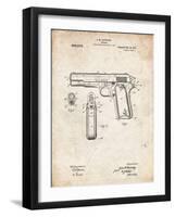 PP76-Vintage Parchment Colt 1911 Semi-Automatic Pistol Patent Poster-Cole Borders-Framed Giclee Print