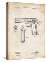 PP76-Vintage Parchment Colt 1911 Semi-Automatic Pistol Patent Poster-Cole Borders-Stretched Canvas