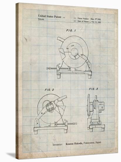 PP762-Antique Grid Parchment Chop Saw Patent Poster-Cole Borders-Stretched Canvas