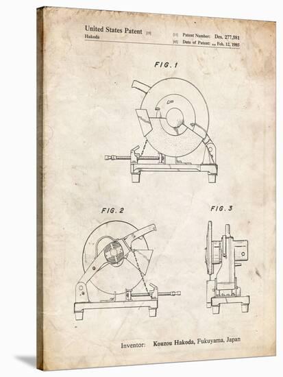 PP762-Vintage Parchment Chop Saw Patent Poster-Cole Borders-Stretched Canvas