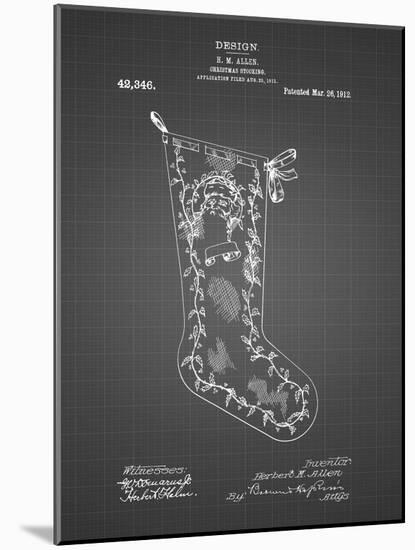 PP764-Black Grid Christmas Stocking 1912 Patent Poster-Cole Borders-Mounted Giclee Print