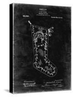 PP764-Black Grunge Christmas Stocking 1912 Patent Poster-Cole Borders-Stretched Canvas