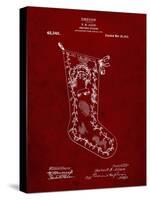 PP764-Burgundy Christmas Stocking 1912 Patent Poster-Cole Borders-Stretched Canvas