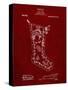 PP764-Burgundy Christmas Stocking 1912 Patent Poster-Cole Borders-Stretched Canvas