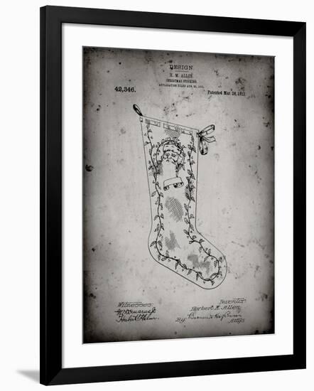 PP764-Faded Grey Christmas Stocking 1912 Patent Poster-Cole Borders-Framed Giclee Print