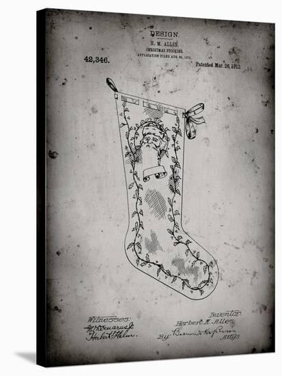 PP764-Faded Grey Christmas Stocking 1912 Patent Poster-Cole Borders-Stretched Canvas