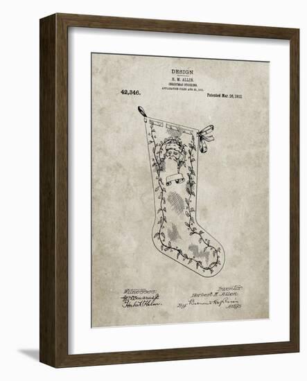 PP764-Sandstone Christmas Stocking 1912 Patent Poster-Cole Borders-Framed Giclee Print