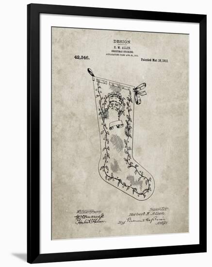 PP764-Sandstone Christmas Stocking 1912 Patent Poster-Cole Borders-Framed Giclee Print