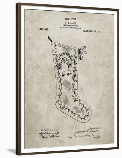 PP764-Sandstone Christmas Stocking 1912 Patent Poster-Cole Borders-Framed Premium Giclee Print