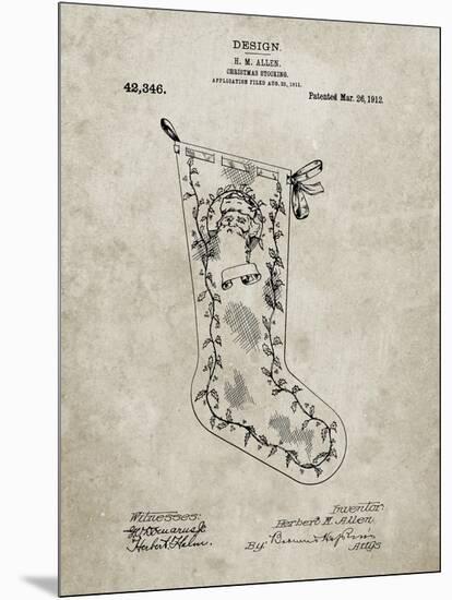 PP764-Sandstone Christmas Stocking 1912 Patent Poster-Cole Borders-Mounted Premium Giclee Print