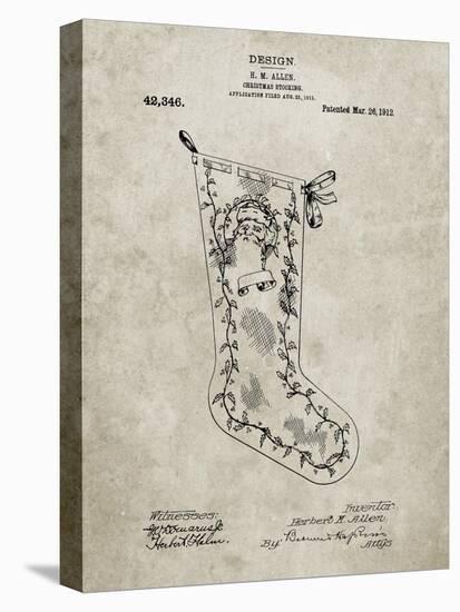 PP764-Sandstone Christmas Stocking 1912 Patent Poster-Cole Borders-Stretched Canvas