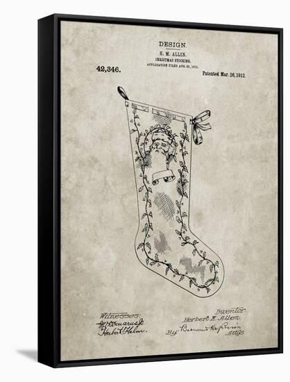 PP764-Sandstone Christmas Stocking 1912 Patent Poster-Cole Borders-Framed Stretched Canvas