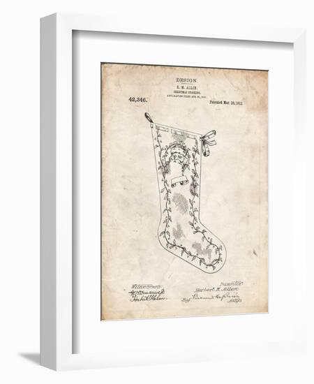 PP764-Vintage Parchment Christmas Stocking 1912 Patent Poster-Cole Borders-Framed Premium Giclee Print