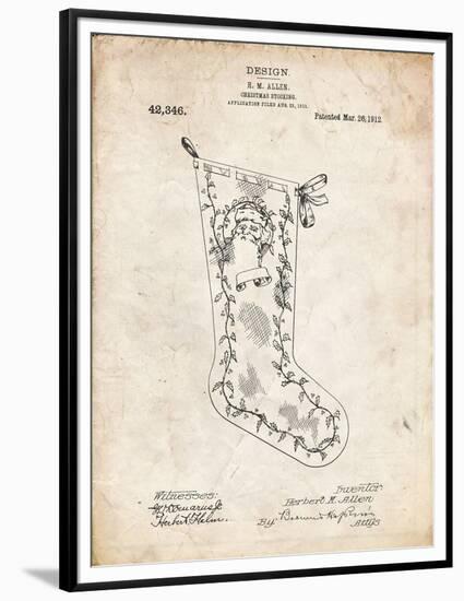 PP764-Vintage Parchment Christmas Stocking 1912 Patent Poster-Cole Borders-Framed Premium Giclee Print