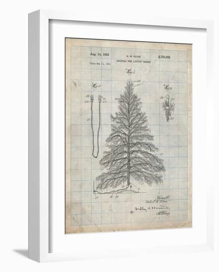 PP765-Antique Grid Parchment Christmas Tree Poster-Cole Borders-Framed Giclee Print