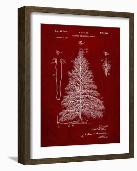 PP765-Burgundy Christmas Tree Poster-Cole Borders-Framed Giclee Print