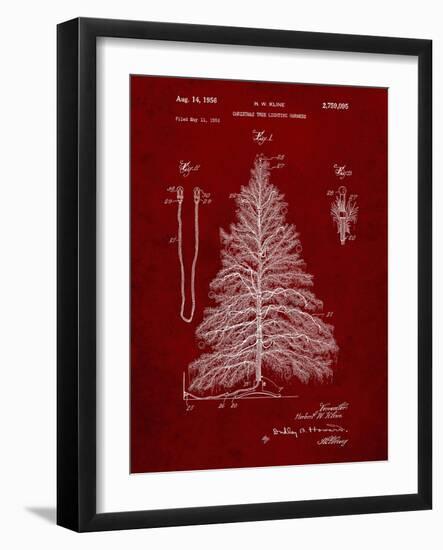 PP765-Burgundy Christmas Tree Poster-Cole Borders-Framed Giclee Print